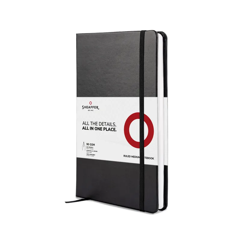 Sheaffer Gift Set 300 9342 Ballpoint Pen with Medium Notebook Bright Chrome with Gold Trims