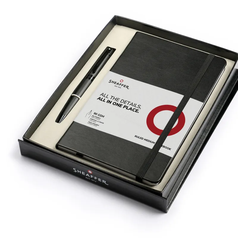 Sheaffer Gift Set 300 9343 Ballpoint Pen with Medium Notebook Matte Black with Polished Black Trims