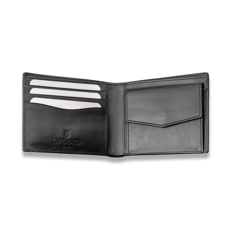 Lapis Bard Carbon Black Bifold Wallet with Coin Pocket - Black