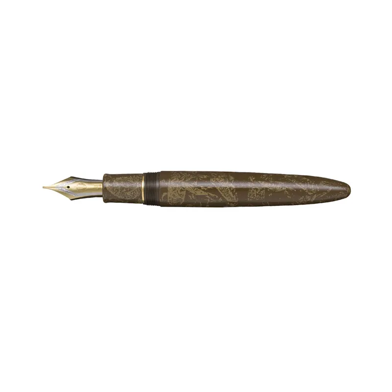 Sailor Iro Miyabi II Bun Jin Cha King of Pens Fountain Pen (21K Broad) - Brown With Gold Trims