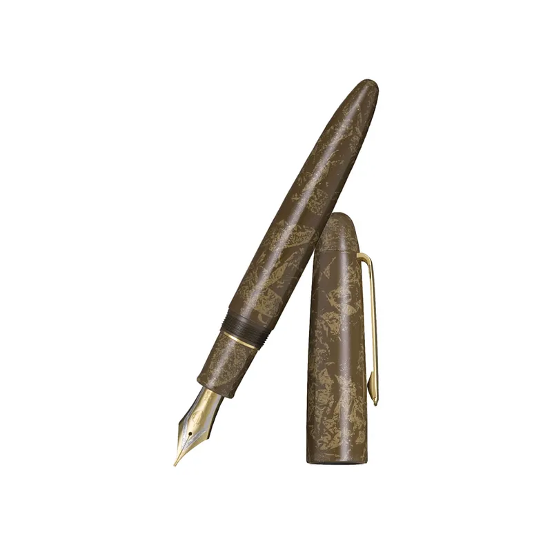 Sailor Iro Miyabi II Bun Jin Cha King of Pens Fountain Pen (21K Broad) - Brown With Gold Trims