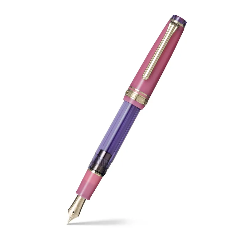 Sailor Gift Set Manyo II 'Rabit Ear Iris' Professional Gear Slim Fountain Pen (14K Medium) With Manyo Ink 50 ML - Pink With Gold Trims