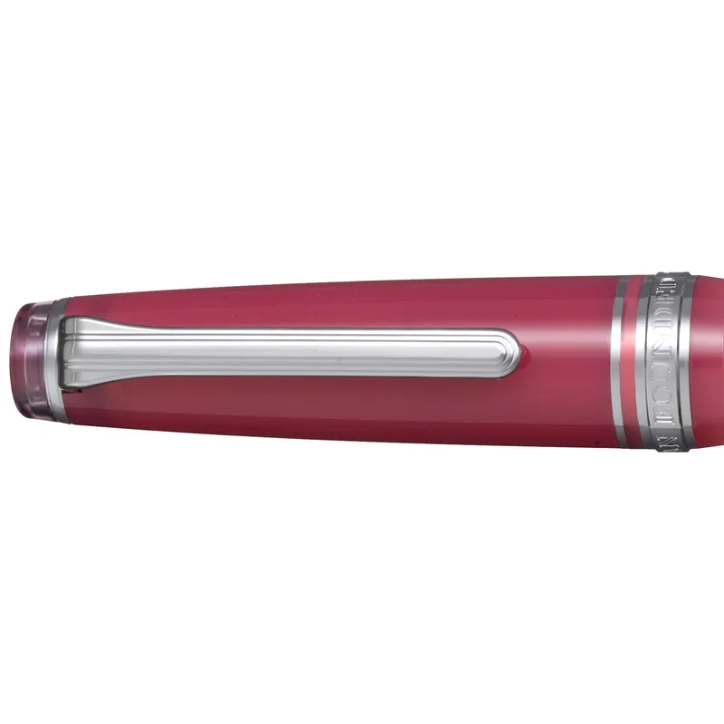 Sailor Gift Set Manyo II 'Wisteria' Professional Gear Slim Fountain Pen (14K Medium) With Manyo Ink 50 ML - Red With Rhodium Trims