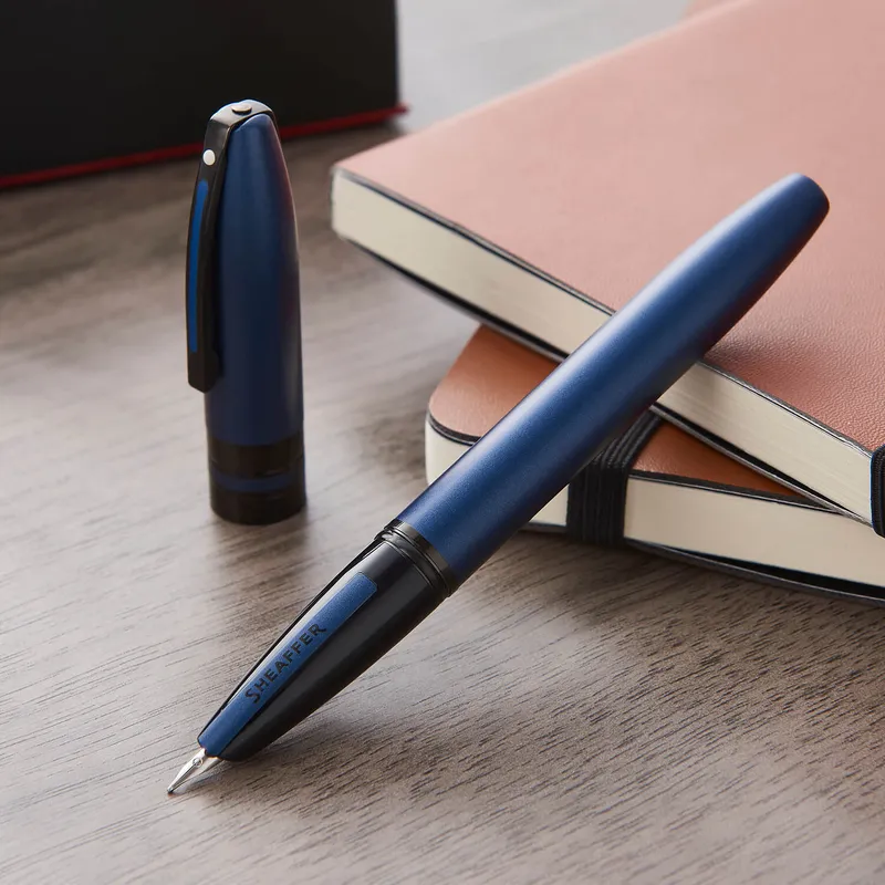 Sheaffer ICON 9110 Metalic Blue Fountain Pen With Gloss Black PVD Trim - Medium