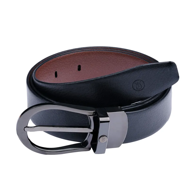 Lapis Bard Sullivan Belt Satin Silver Reversible Pebbled Leather Black