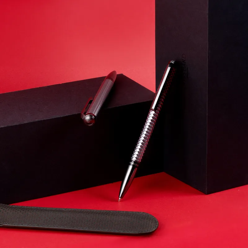 Lapis Bard Contemporary Torque Special Edition Ballpoint Pen - Titanium Colour with Shiny Gunmetal Trims