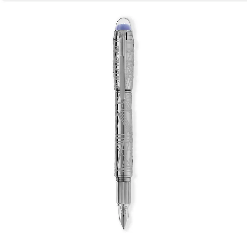 Montblanc StarWalker Space Blue Precious Metal Fountain Pen (14K Medium) - Silver