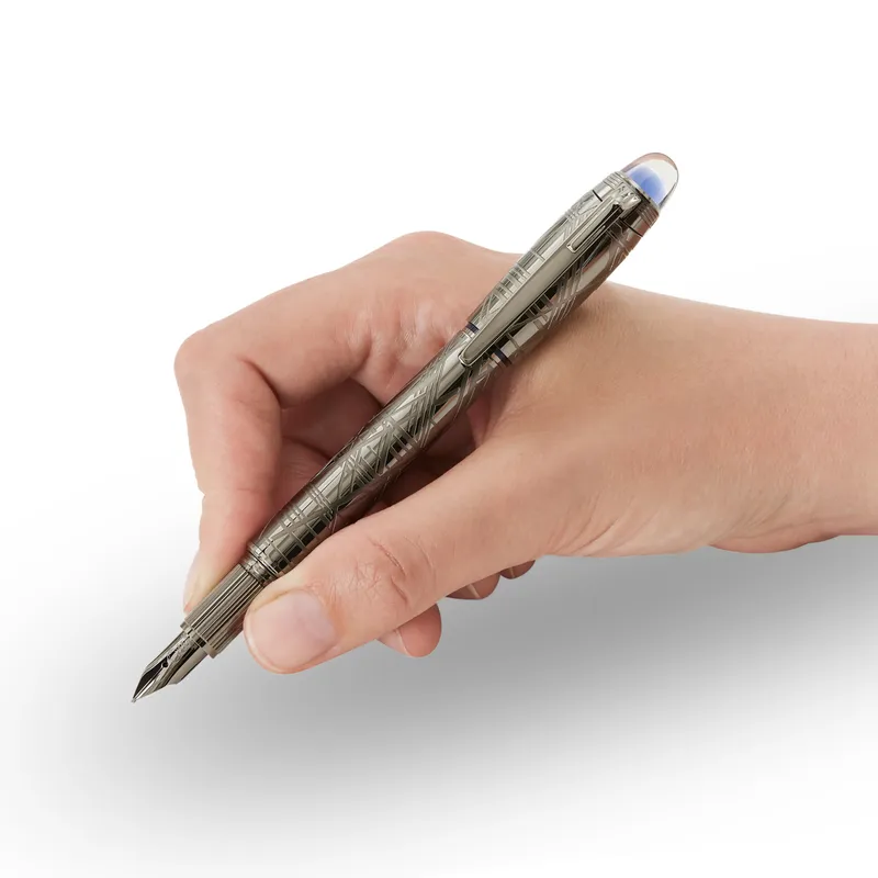 Montblanc StarWalker Space Blue Precious Metal Fountain Pen (14K Medium) - Silver