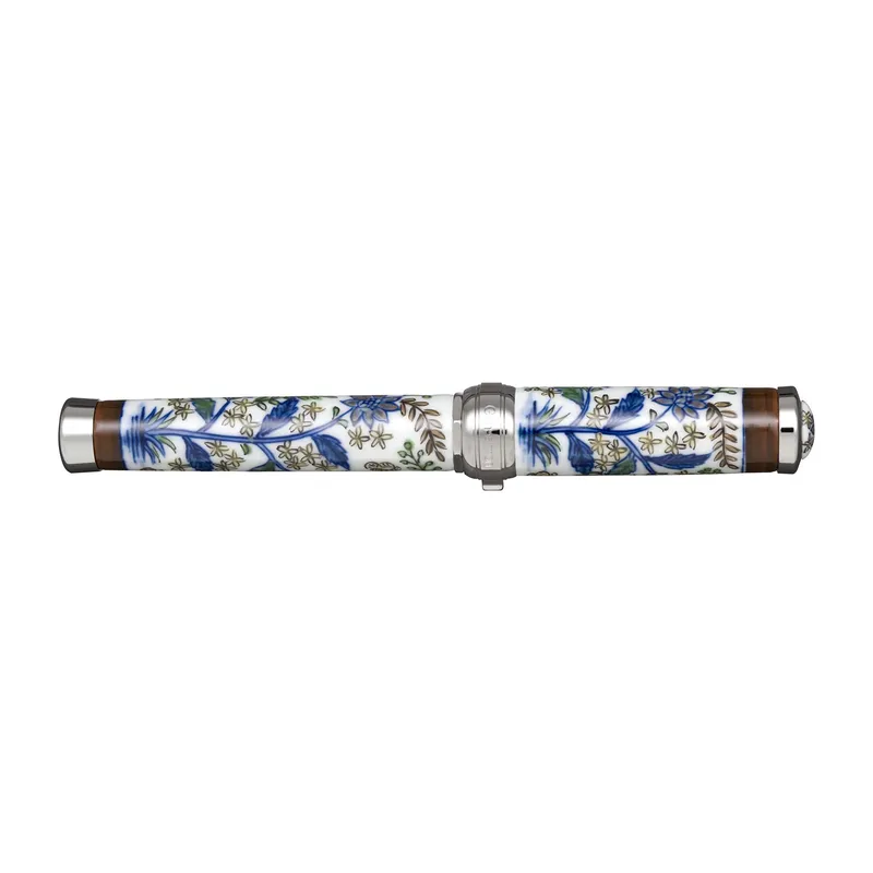 Sailor Arita Yaki 400 Years Anniversary Flower & Butterfly Fountain Pen (21K Broad) - Blue With Rhodium Trims