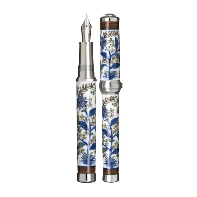 Sailor Arita Yaki 400 Years Anniversary Flower & Butterfly Fountain Pen (21K Broad) - Blue With Rhodium Trims