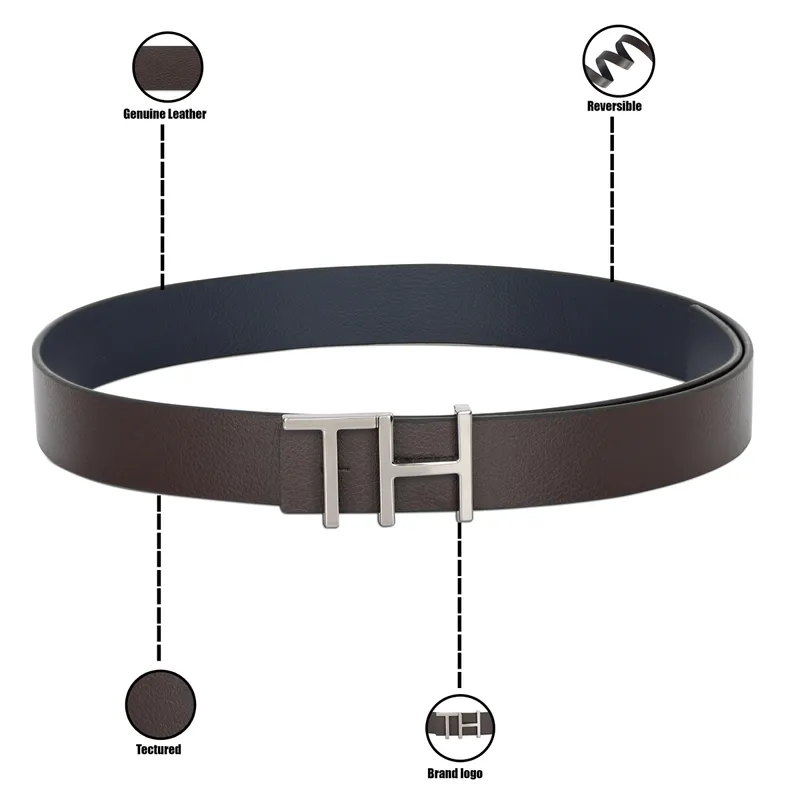 Tommy Hilfiger Cusack Reversible Semi Formal Belt Medium - Brown And Navy