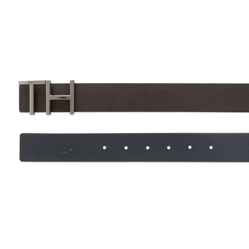 Tommy Hilfiger Cusack Reversible Semi Formal Belt Medium - Brown And Navy