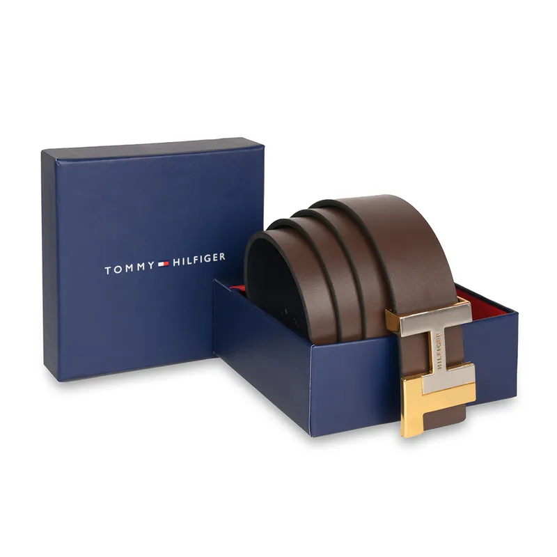 Tommy Hilfiger Liv Reversible Semi Formal Belt Medium - Brown And Navy