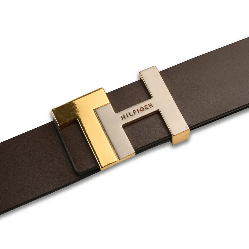 Tommy Hilfiger Liv Reversible Semi Formal Belt Medium - Brown And Navy