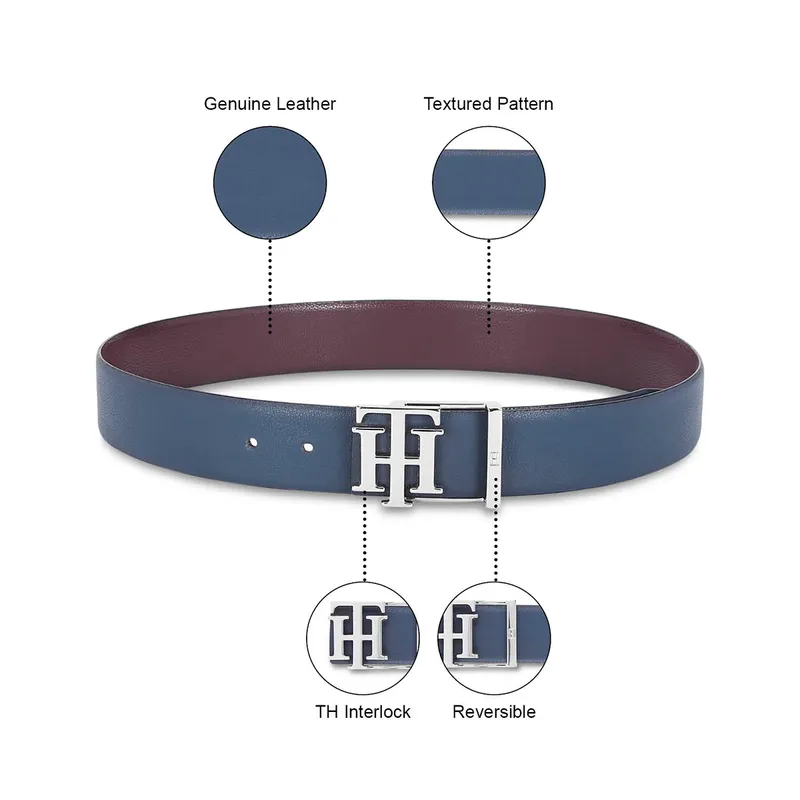 Tommy Hilfiger Assens Reversible Casual Belt Medium - Navy And Wine