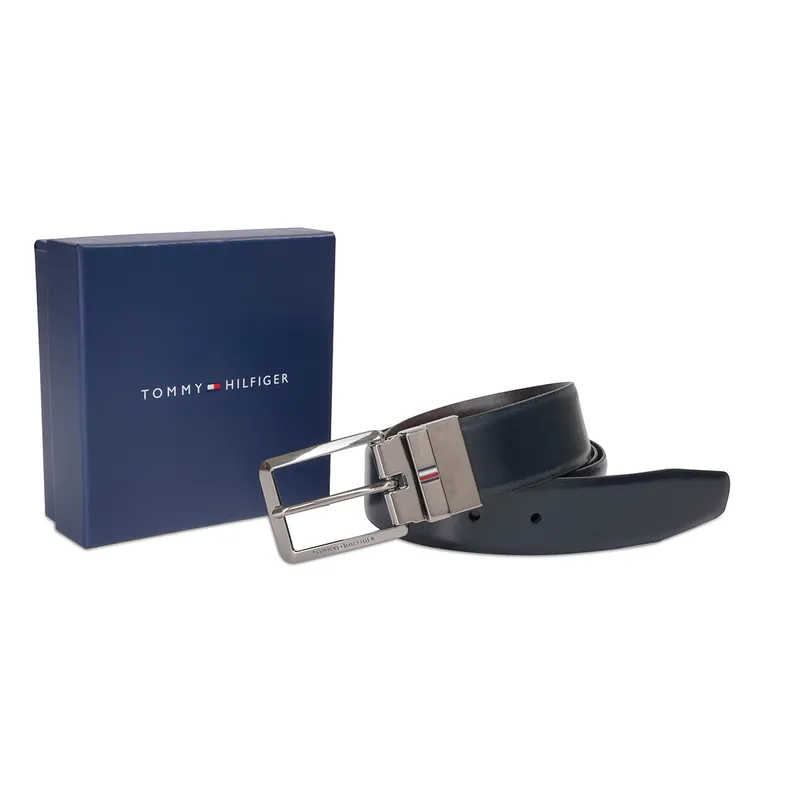 Tommy Hilfiger Keeney Reversible Casual Belt Medium - Navy And Wine