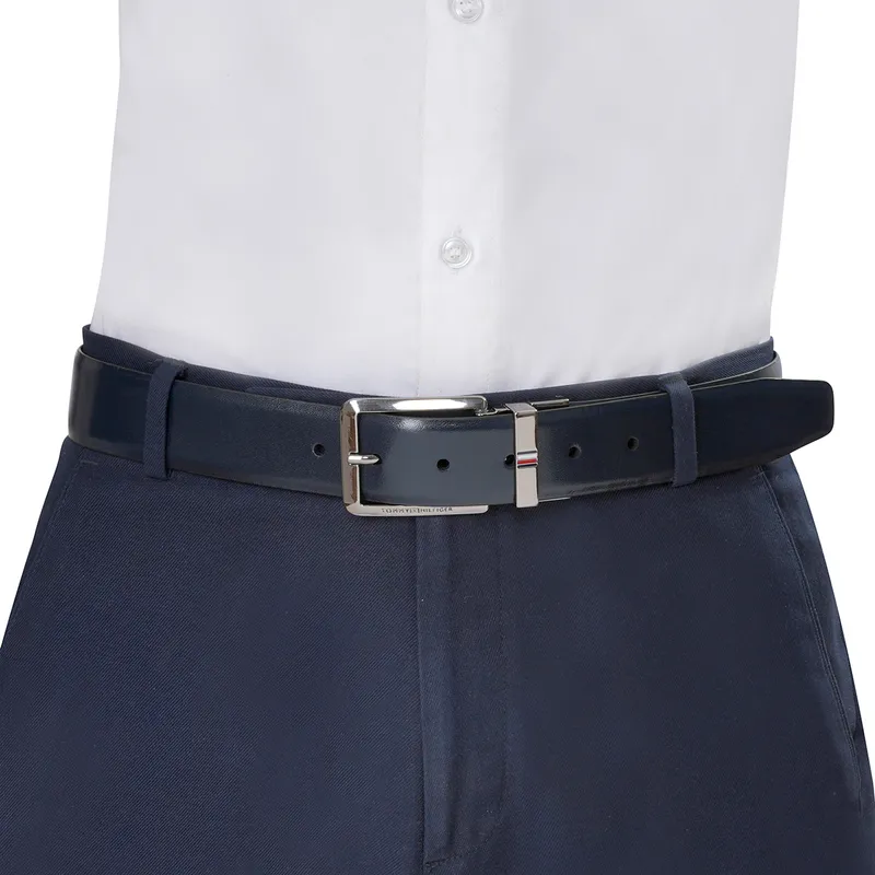 Tommy Hilfiger Keeney Reversible Casual Belt Medium - Navy And Wine