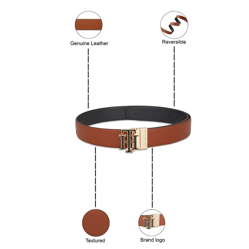 Tommy Hilfiger Melrose Reversible Formal Belt Extra Large - Tan And Navy