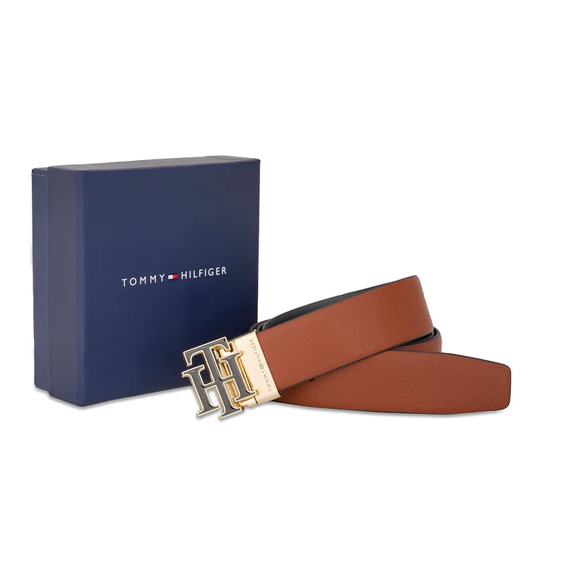 Tommy Hilfiger Melrose Reversible Formal Belt Extra Large - Tan And Navy