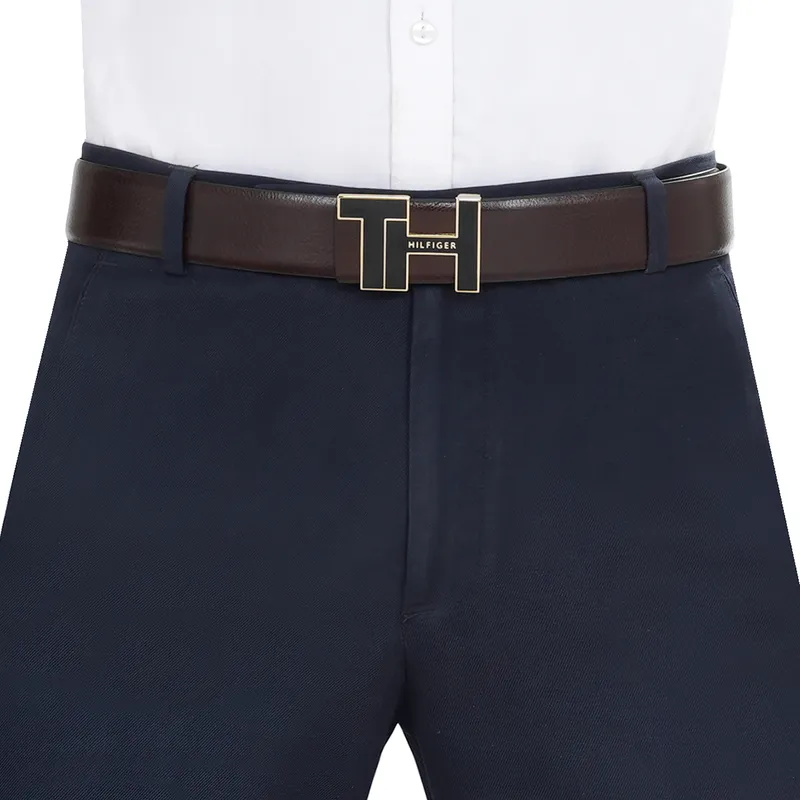 Tommy Hilfiger Bensted Reversible Semi Formal Belt Medium - Brown And Navy