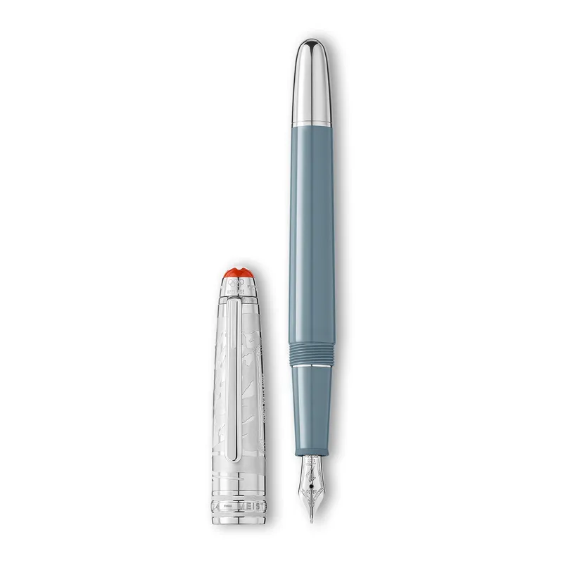 Montblanc 131367 MeisterstÃ¼ck The Olympic Heritage Collection Chamonix 1924 Doue Fountain Pen (18K Medium) - Grey With Platinum Trims