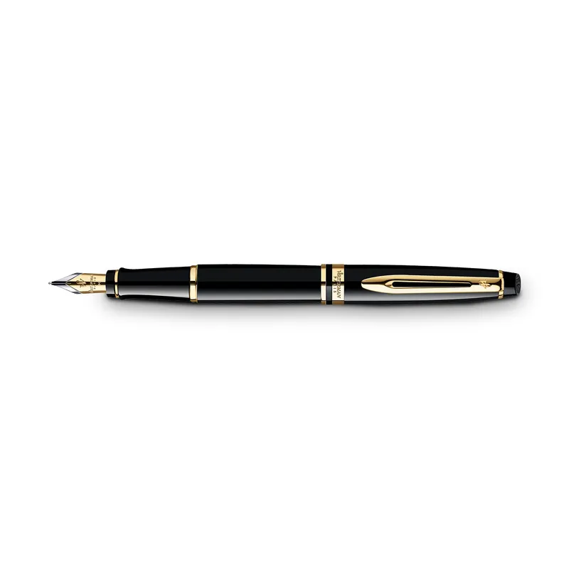 Waterman Expert Black Gold Trim Fountain Pen - Medium