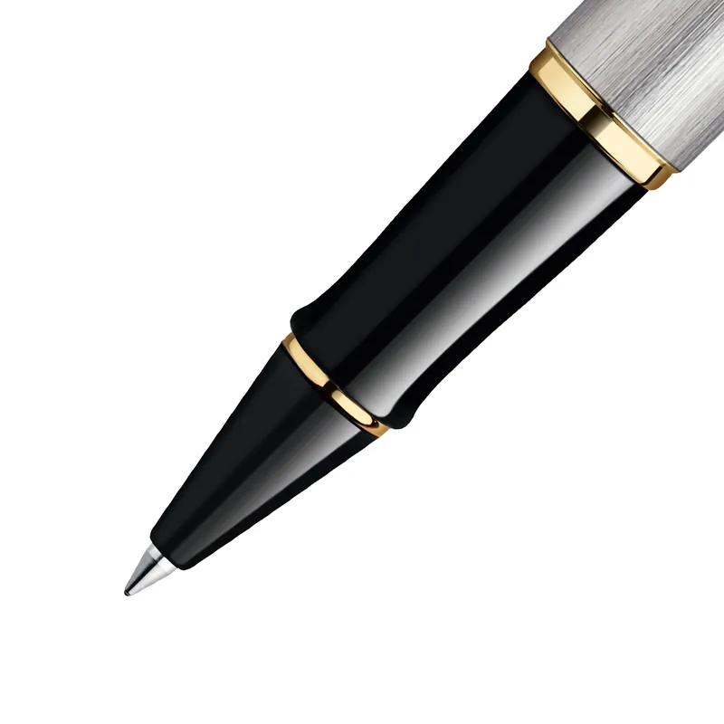 Waterman Expert Stainless Steel Gold Trim Rollerball Pen