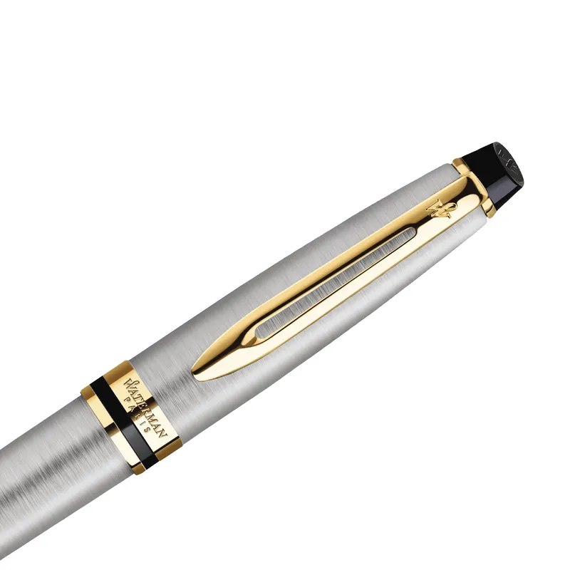 Waterman Expert Stainless Steel Gold Trim Ballpoint Pen