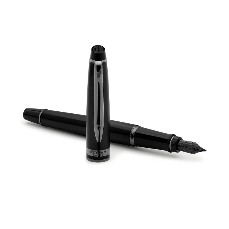 Waterman Expert Metallic Black Ruthenium Trims Fountain Pen - Medium