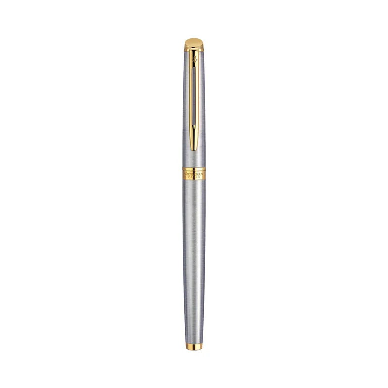 Waterman Hemisphere Stainless Steel Gold Trim Fountain Pen - Medium