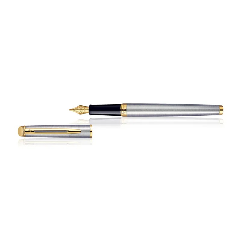 Waterman Hemisphere Stainless Steel Gold Trim Fountain Pen - Medium
