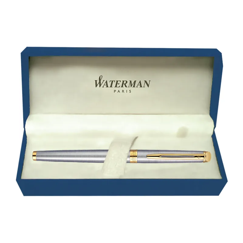 Waterman Hemisphere Stainless Steel Gold Trim Fountain Pen - Medium