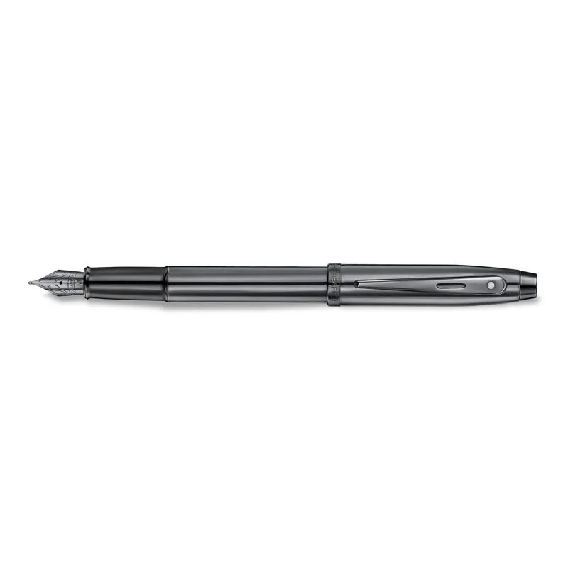 Sheaffer 100 Fountain Pen In Shiny Dark Grey Gunmetal With PVD Trim - Pens