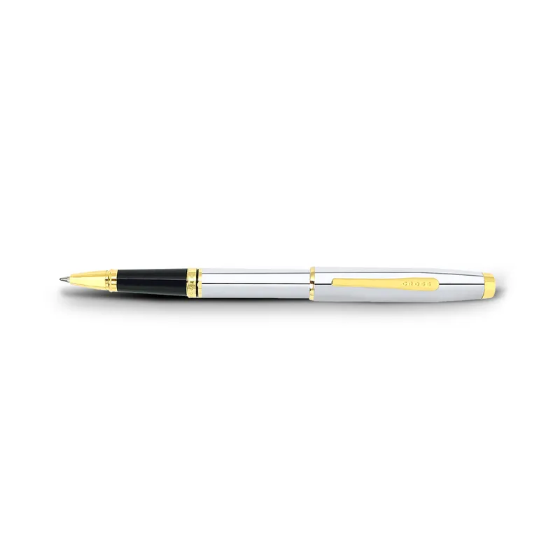 Cross Coventry Polished Chrome Rollerball Pen with Gold Trims