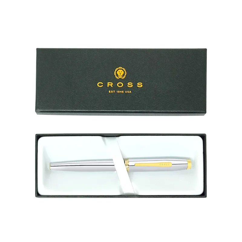 Cross Coventry Polished Chrome Rollerball Pen with Gold Trims