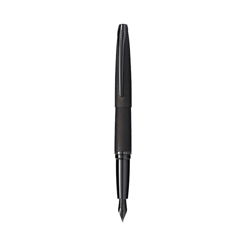 Cross ATX Brushed Black Fountain Pen with Black PVD Trims - Fine