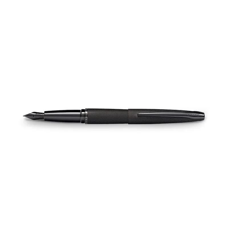 Cross ATX Brushed Black Fountain Pen with Black PVD Trims - Fine