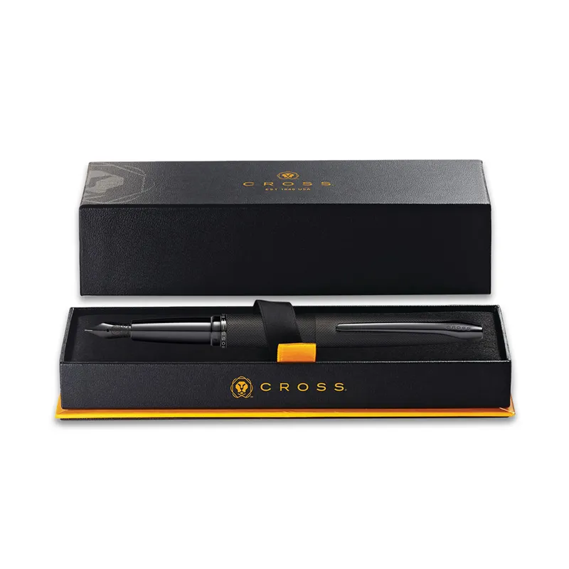 Cross ATX Brushed Black Fountain Pen with Black PVD Trims - Fine