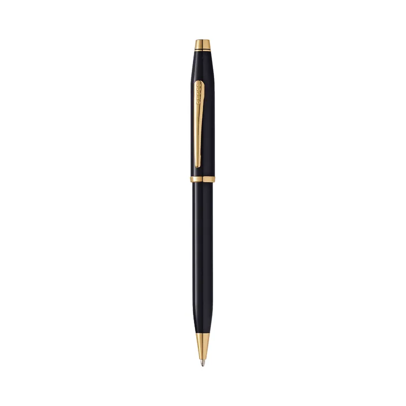Cross Century II Black Lacquer Ballpoint Pen with 23K Gold Plated Trims