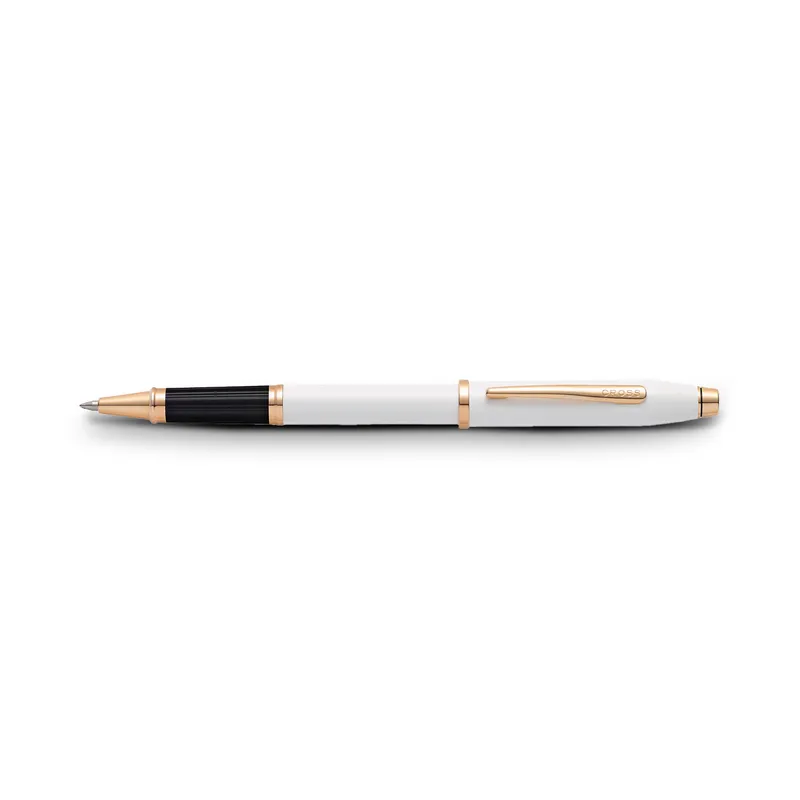Cross Century II Pearlescent White Lacquer Rollerball Pen with Gold Trims