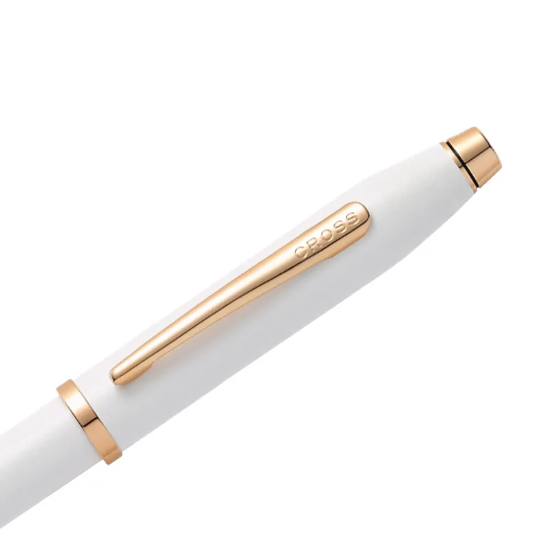 Cross Century II Pearlescent White Lacquer Rollerball Pen with Gold Trims