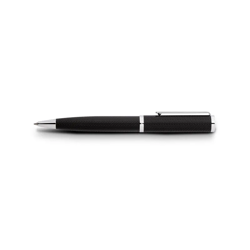 Hugo Boss Formation Herringbone Ballpoint Pen with Chrome Trims - Black