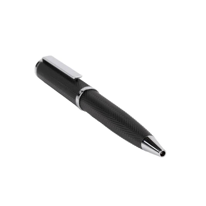 Hugo Boss Formation Herringbone Ballpoint Pen with Chrome Trims - Black