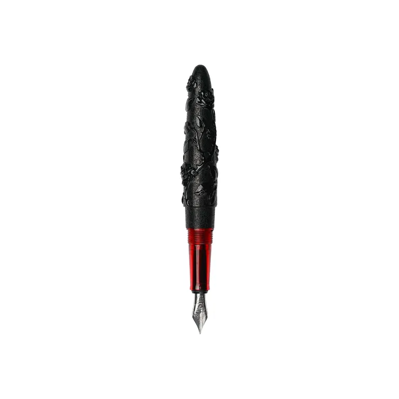 Benu Skull And Roses Smolder Black Fountain Pen - Medium