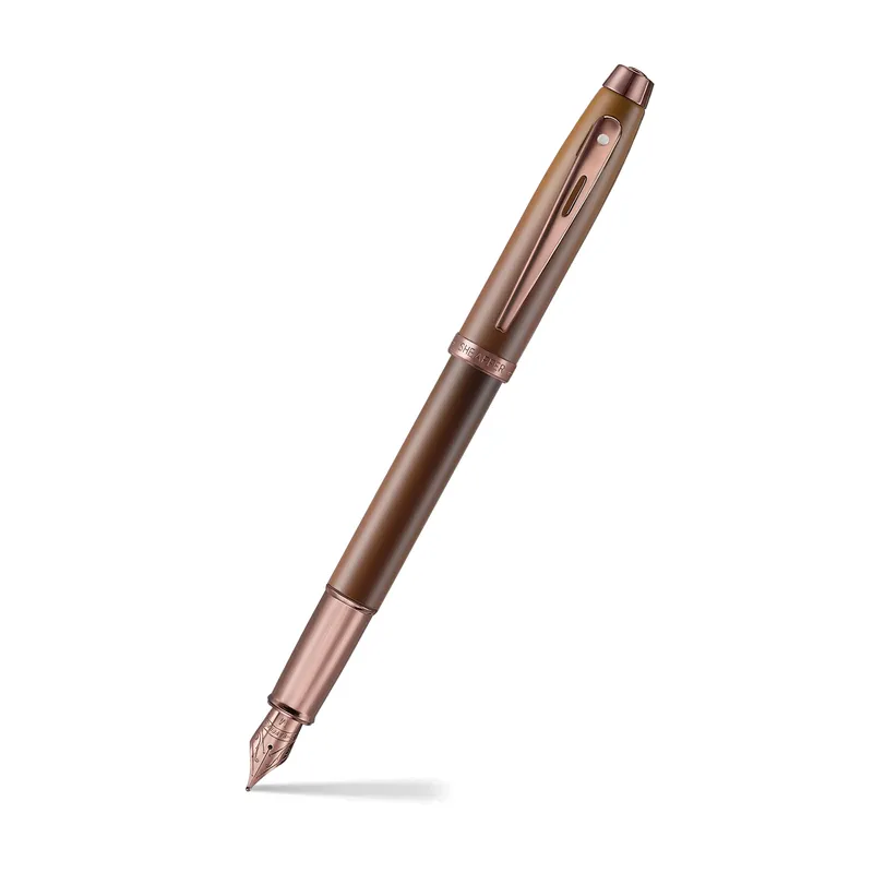 Sheaffer Gift Set 100 9374 Coffee Edition Fountain Pen (Medium) with Regal Brown PVD Trims and Coffee Scented Skrip Ink (50 ml)