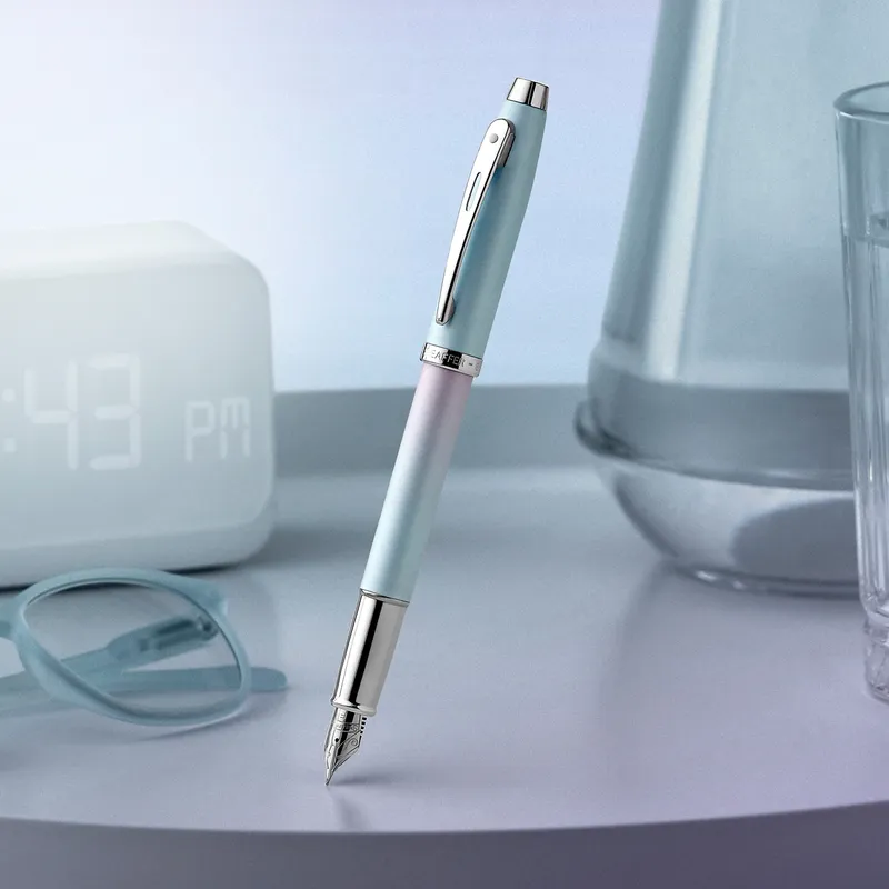 Sheaffer Expressions 100 9376 Blue and Pink Pearlised Gradient Fountain Pen with Chrome-plated Trims - Fine