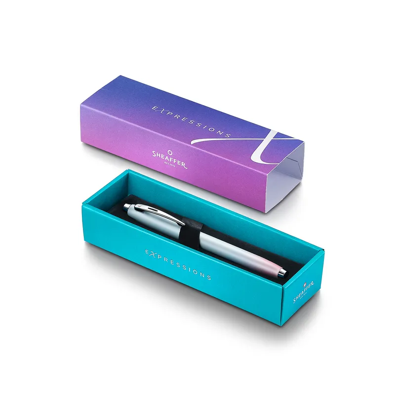 Sheaffer Expressions 100 9376 Blue and Pink Pearlised Gradient Fountain Pen with Chrome-plated Trims - Fine