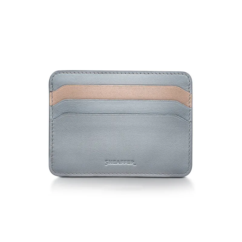Sheaffer Expressions Gift Set 100 9376 Blue and Pink Pearlised Gradient Ballpoint Pen with Chrome-plated Trims and Genuine Leather Credit Card Holder