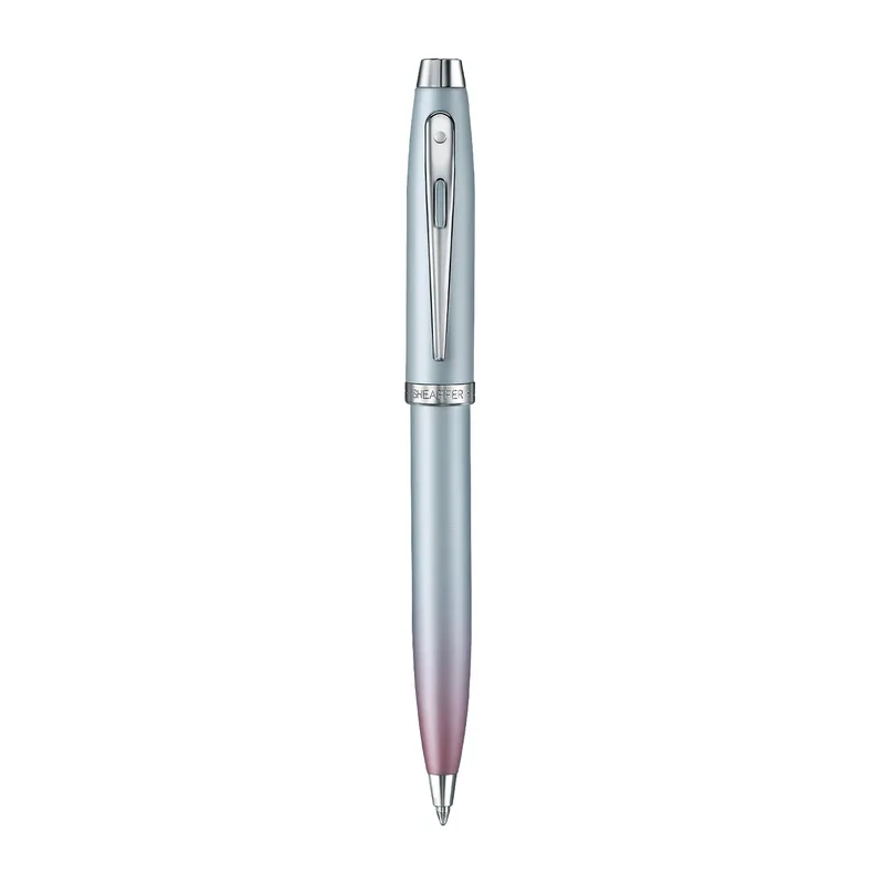 Sheaffer Expressions Gift Set 100 9376 Blue and Pink Pearlised Gradient Ballpoint Pen with Chrome-plated Trims and Genuine Leather Wallet