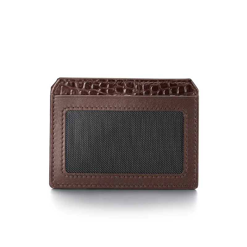 Lapis Bard Mandeville Croc-Textured Wallet with Extra Credit Card Holder - Dark Brown